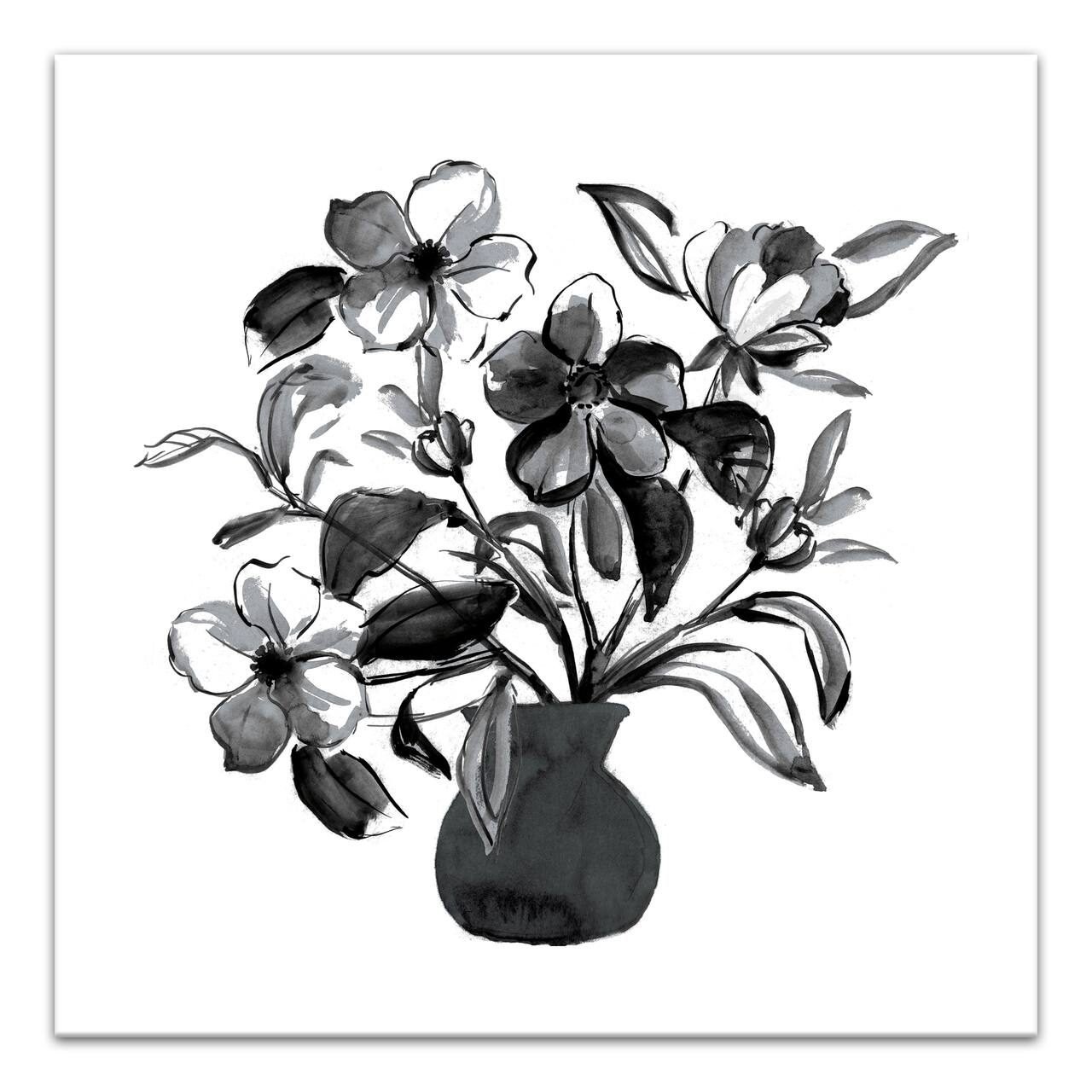 Monochromatic Floral IV 30" x 30" Canvas Wall Art